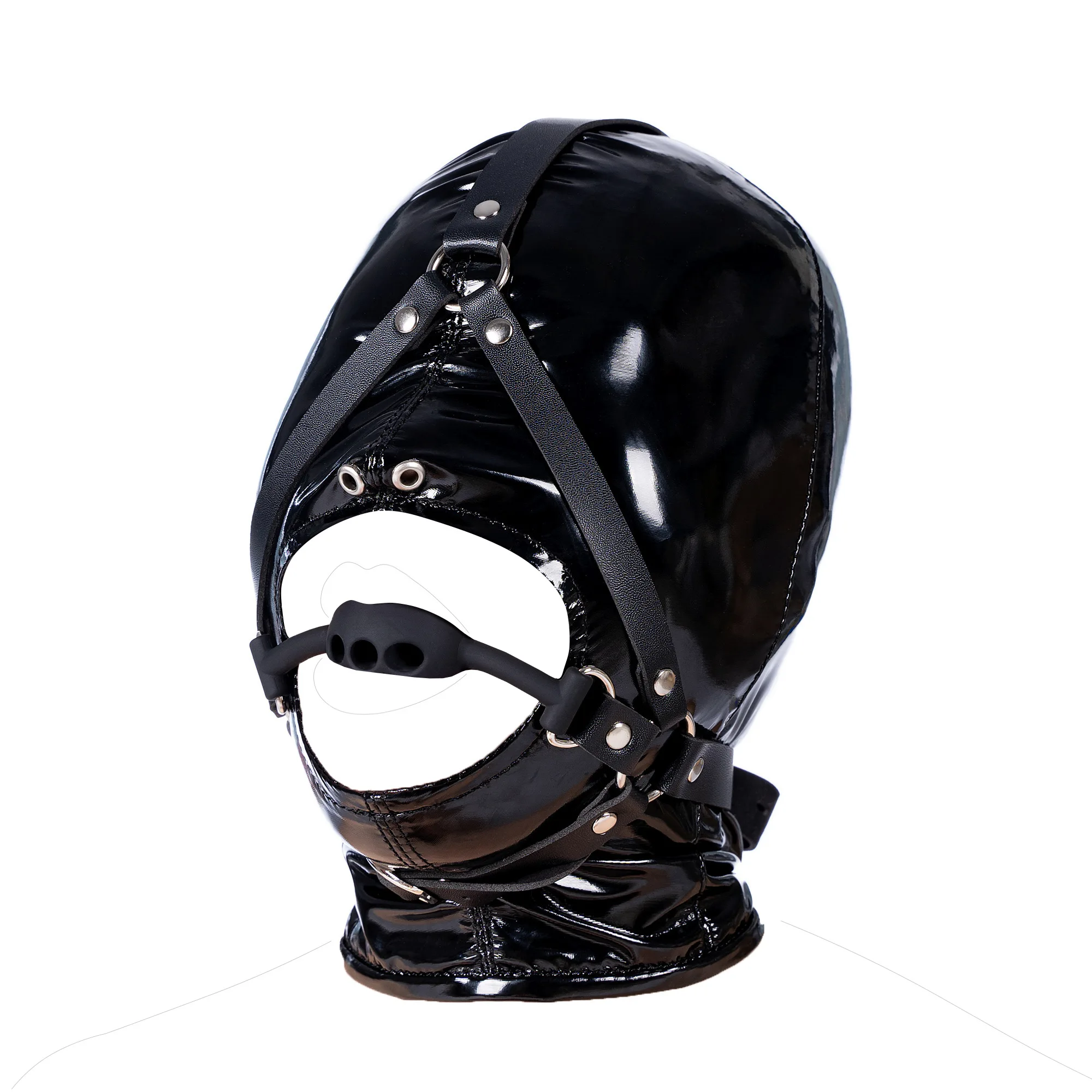 Bdsm Bondage Leather Strap with Open Mouth Silicone Gag Sexy Toys for Fetish Restraints Hood Mask Sexy Headgear Adults Games