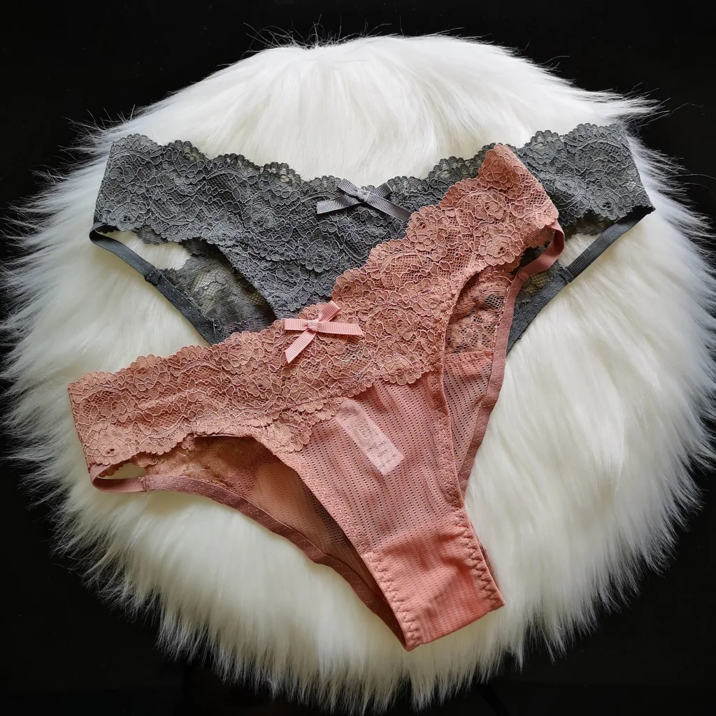 Sexy Women's Underwear Lace Underpant Bow Lingerie Bandage Seamless Thong Comfort Transparent Panties Low-Rise S1249