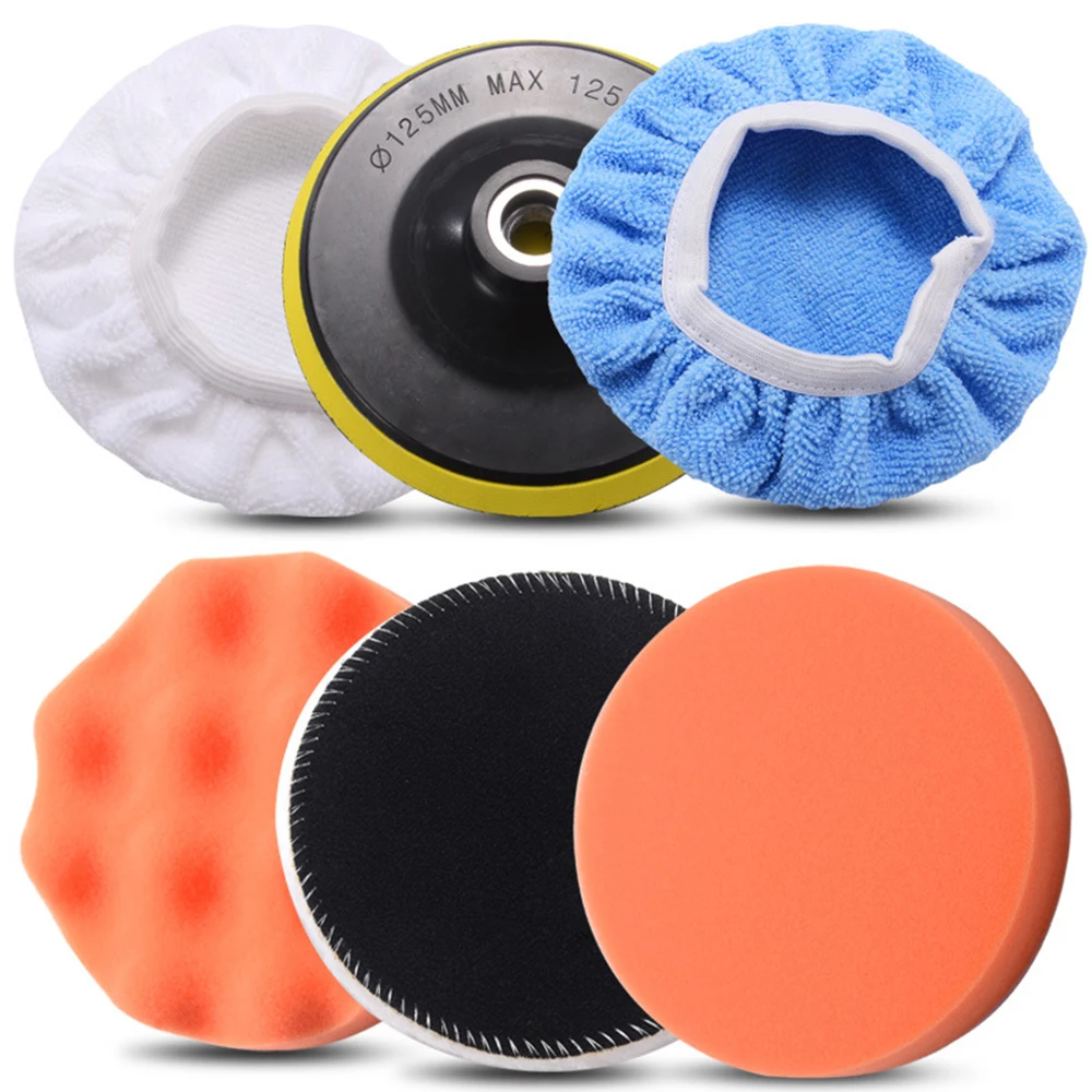 TAIMEI 8Pcs Buffing Pad 5''6''7'' Inch Car Sponge Polishing Kit Abrasive Polisher Drill Adapter Waxing Compound Tools Accessory
