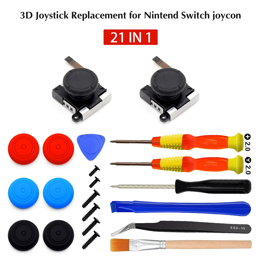 25 IN 1 3D Analog Thumb Stick Repair Parts For Nintendo Switch NS Joystick Caps Replacement Controller Kit For NS Joypad