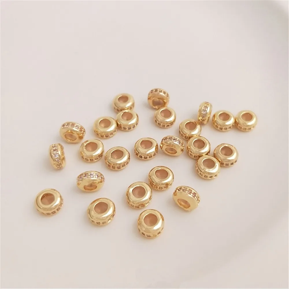 14K Gold Plated Set with zircon plug silica gel adjusting bead positioning bead diy wheel flat bead chain accessories