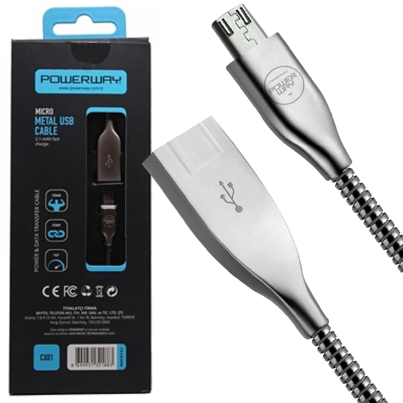 POWERWAY CX-01 SAMSUNG MICRO USB METAL CHARGING AND DATA CABLE