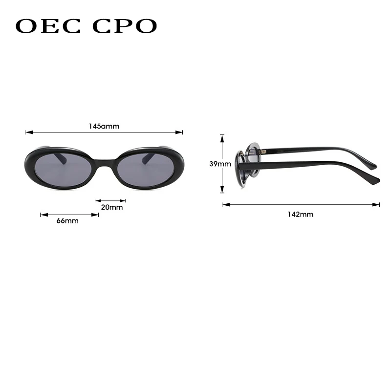 OEC CPO Vintage owalne okulary przeciwsłoneczne damskie modne małe okrągłe okulary przeciwsłoneczne damskie okulary Punk Leopard okulary UV400