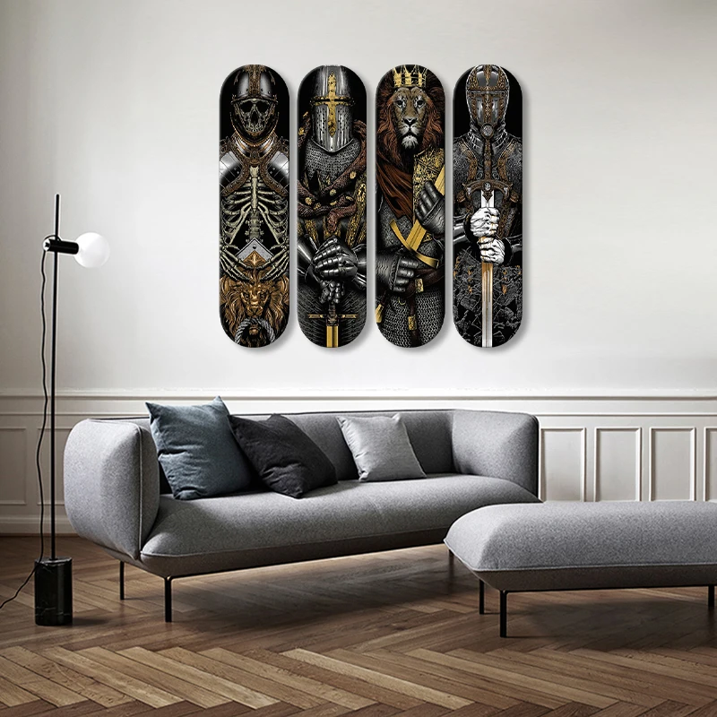 Japanese Samurai Wood Sign Pop Art Skateboard Mural Placas Decorativas Home Decoration Poster Bar Pub Club Man Cave Wall Decor