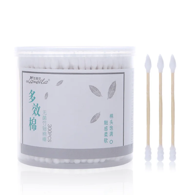 300 Pcs Double Head ผ้าฝ้าย Swab แต่งหน้า Cotton Buds เคล็ดลับเครื่องมือไม้ไผ่ผ้าฝ้าย Swab ทิ้ง Buds ผ้าฝ้าย make Up