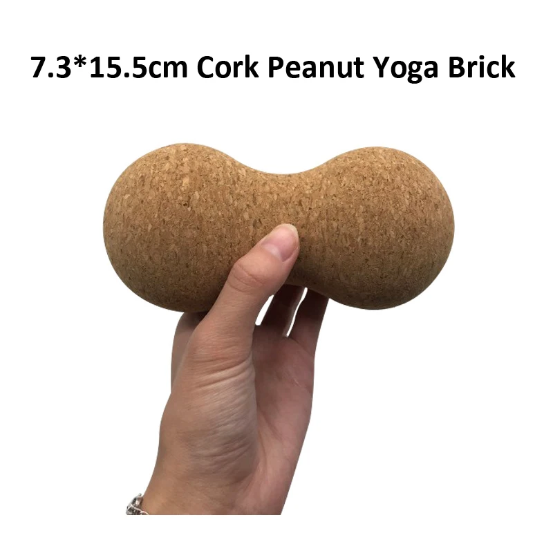 Nature Wood Cork Peanut Brick 7.3*15.5cm Column Massage Double Ball Gym Fitness Yoga Accessories Pilates Home Yoga Ball Supplies