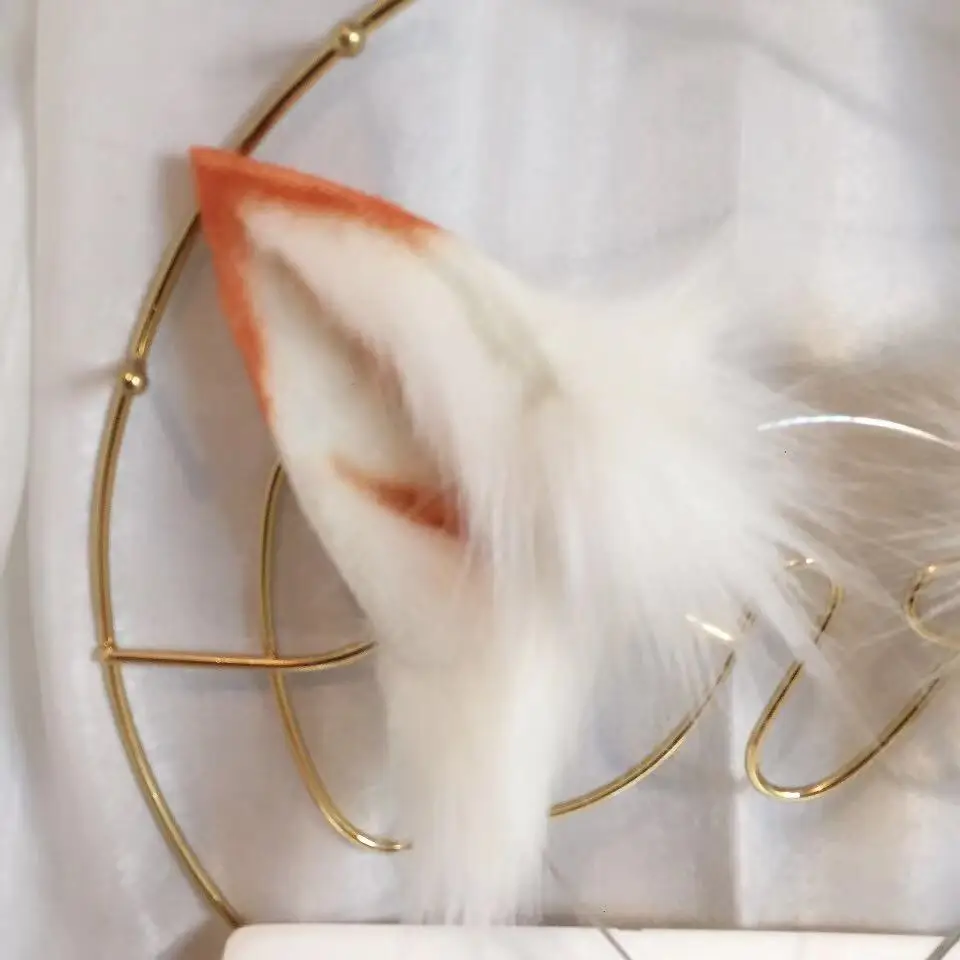 

Custom Made White Wolf Fox Ears Hair Hoop For KC Cosplay Party Game Costume Accessories Hand Made Work