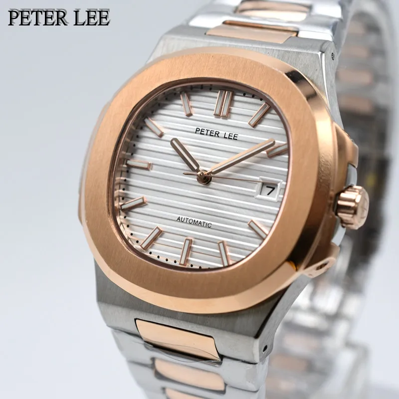 

New Hot Sale PETER LEE Luxury Mechanical Watch For Men Brand Auto Date Stainless Steel Automatic Watches Male gifts gold watch