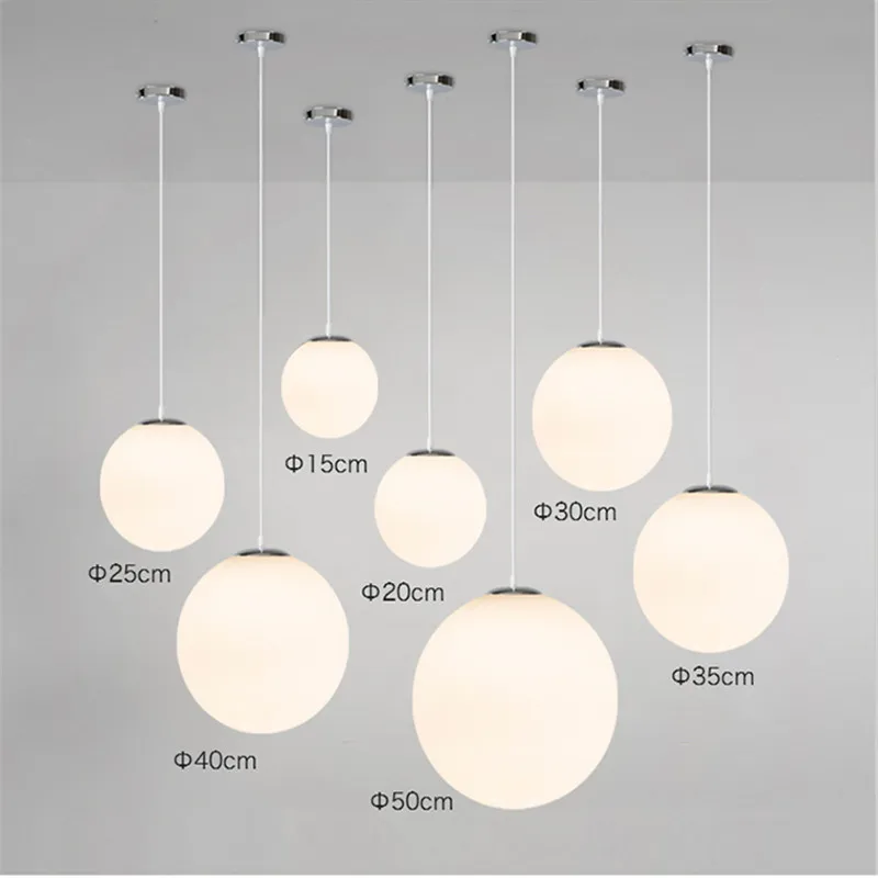 

Modern White Glass Ball Pendant Lights Minimalist Hanglamp Combination Pendant Lamp Industrial Home Deco Light Fixture LED Lamp