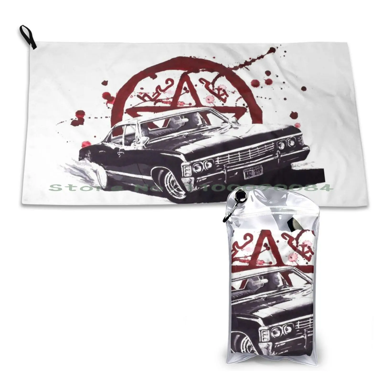 Baby Chevy Impala From Supernatural Series With The Winchester Brothers And Pentacle Quick Dry Towel Gym Sports Bath Portable