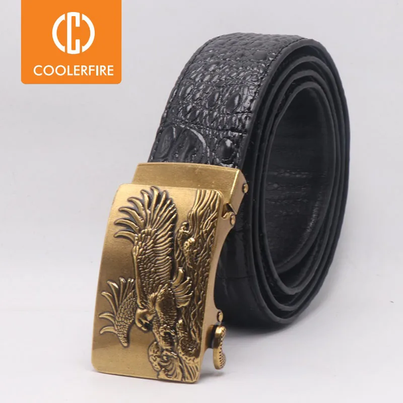 Men Belts Genuine Leather Full Grain Top Layer Belts for Men Famous Crocodile Pattern Strap Business Casual for Jeans ZD107