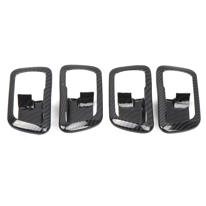 For Mitsubishi Pajero V80 V93 V95 V97 V98 2007-2021 Carbon Fiber Style Interior Door Handle Bowls Cover Trim 4pcs