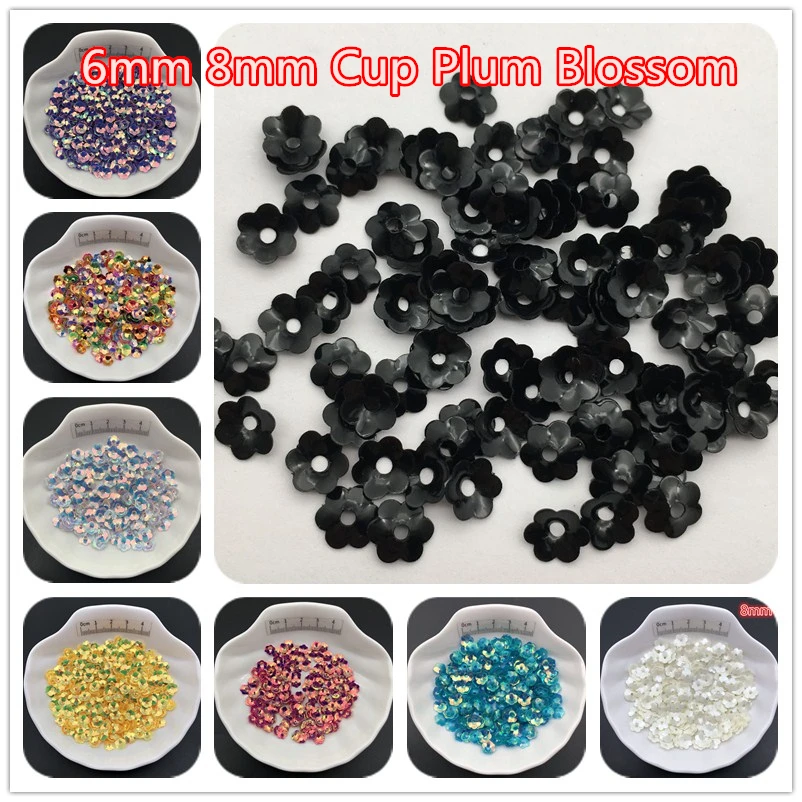 30g 5mm 6mm 8mm Cup Plum Blossom Loose Sequins Paillettes For Sewing ,Shoes,Hat,Kids DIY,Crafts Accessories Wholesale