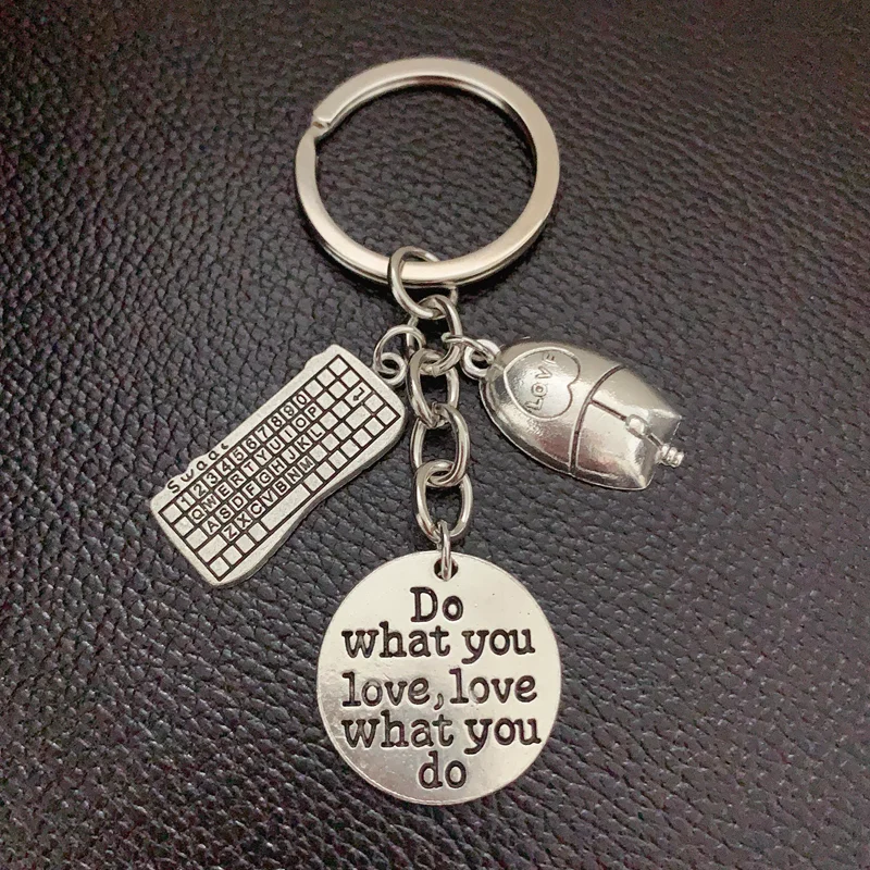 Dropshipping laptop computer mouse keyboard Keychain Fashion Key Ring DIY metal holder chain Jewelry for Gift