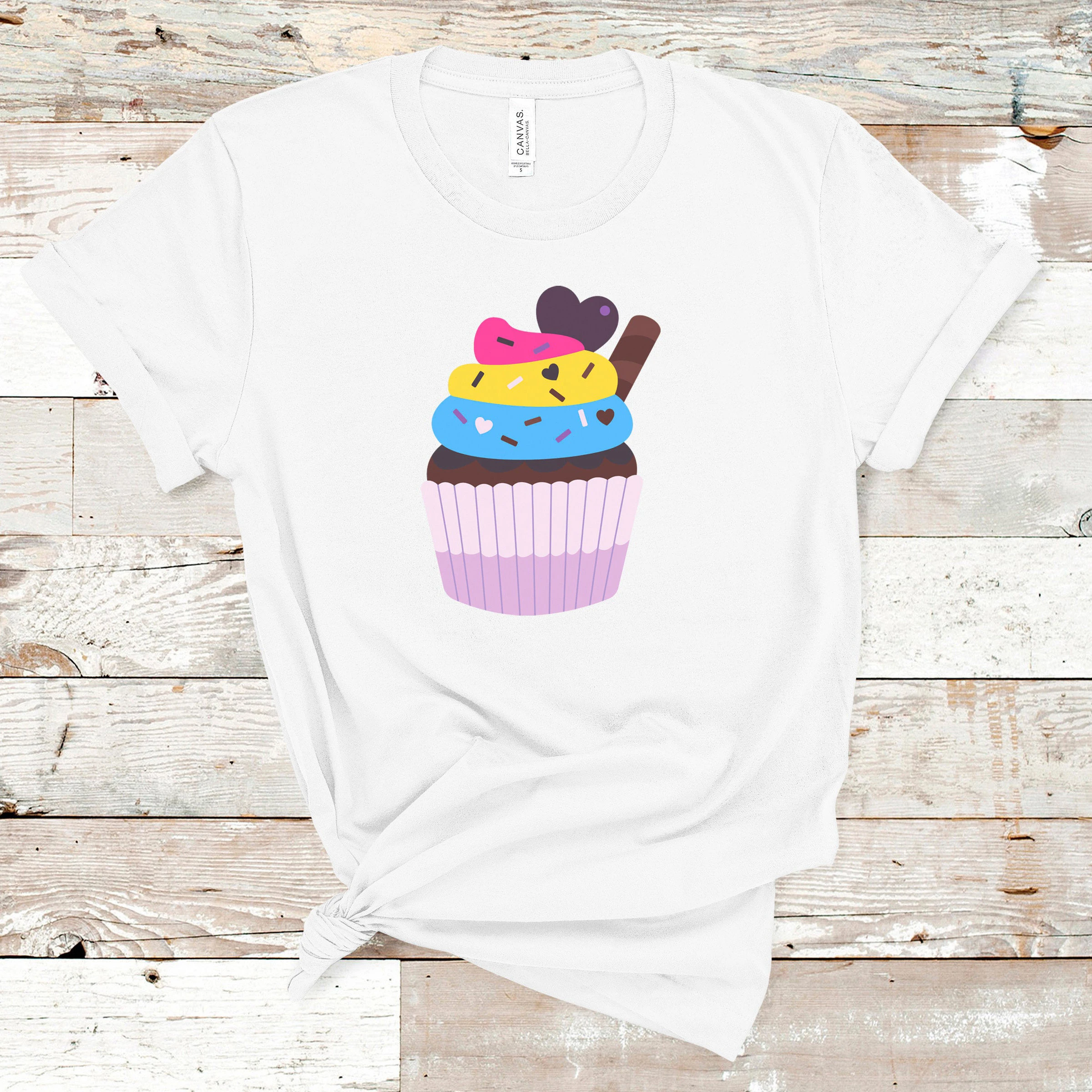 Harajuku ผู้หญิงเสื้อยืดลำลองสุภาพสตรี Basic O-คอแขนสั้นผู้หญิง Cupcake พิมพ์เสื้อยืดผู้หญิง,Drop Ship