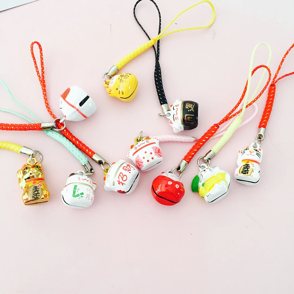 1 قطعة kawaii القط جرس الهاتف الأشرطة لطيف لاكي القط سحر قلادة ل فون اكسسوارات الهاتف المحمول الأشرطة الجدة الهدايا #6