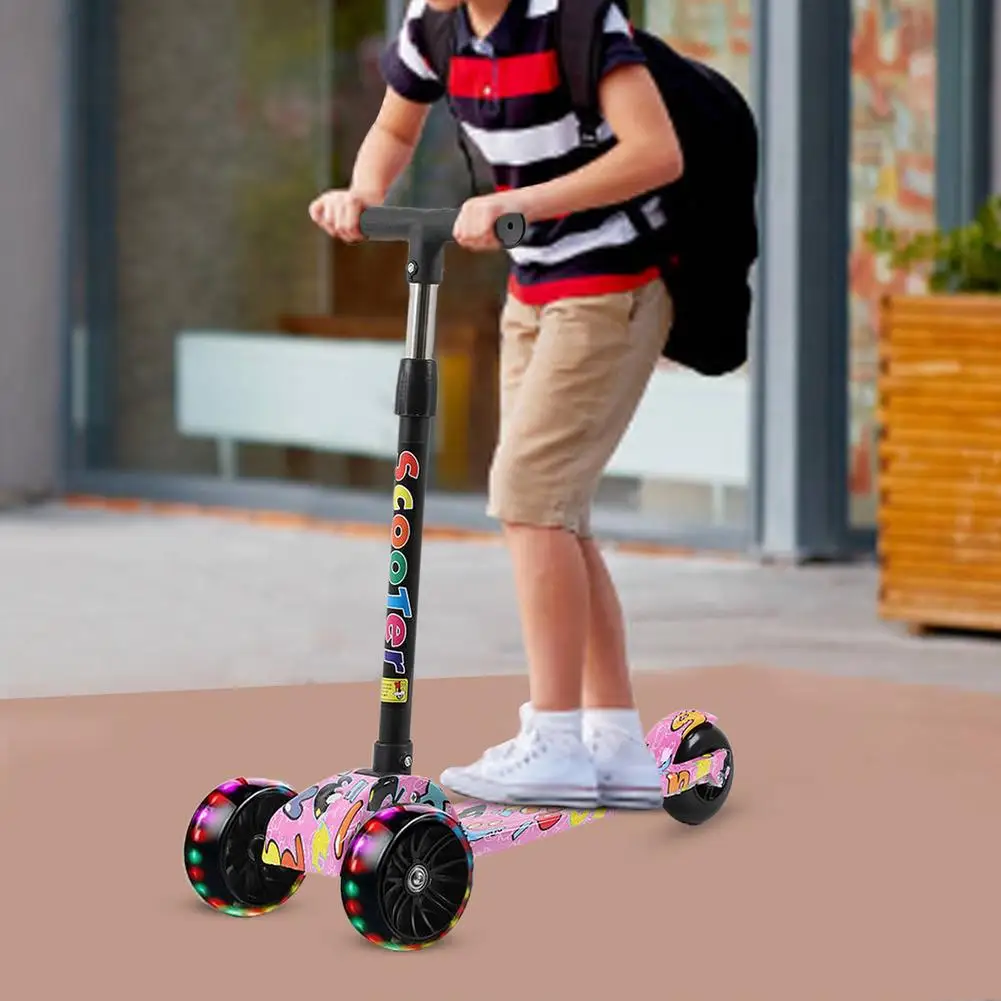 Child Scooter Folding Kick Scooter Adjustable Height Skateboard For Kids With LED Light Kateboard Outdoor Kids Foot Scooter