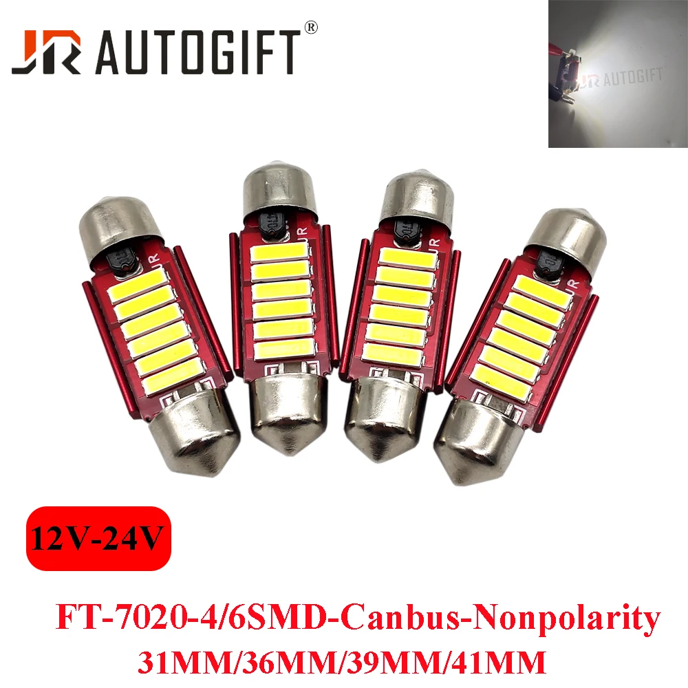 20PCS Car Styling Car LED Canbus 12V-24V Festoon 31/36/39/41MM C5W 7020 4/6SMD Car License Plate Interior Dome Lamp Reading Bulb