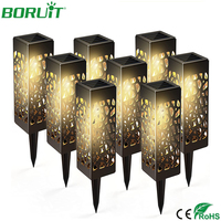 BORUiT 1/2/4/8PCS Solar Garden Light Hollow Pattern Warm White LED Atmosphere Lamp Outdoor Street Path Decor Lighting