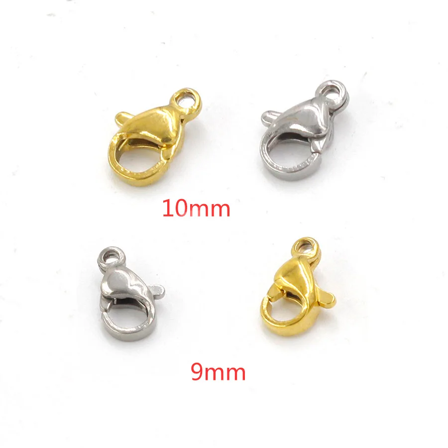 DIY Ornament Accessories Buckle Connectors 50pcs/lot 9mm/10mm/13mm High quality electroplating Stainless Steel Lobster Clasp