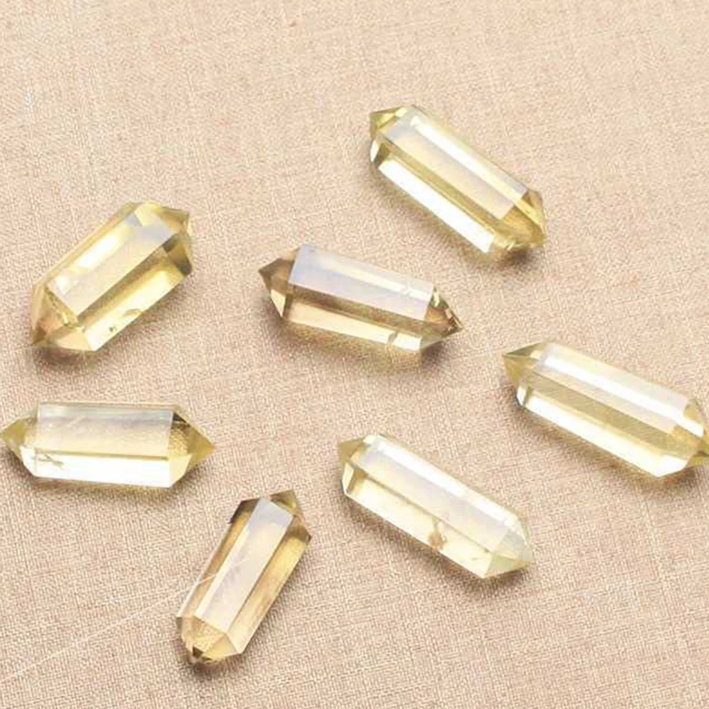 1Pc 40-50mm Natural Rare Citrine Double Terminated Wands Yellow Crystal Points Hexagonal Reiki Healing Crystals Column Specimen