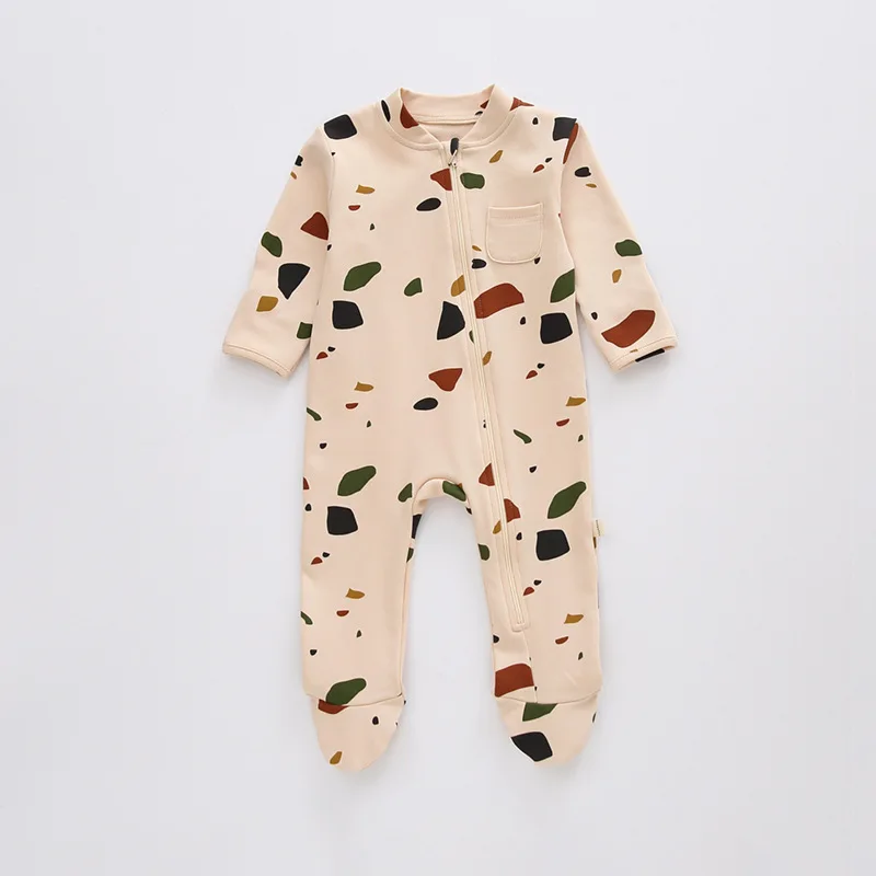 0-24M Print Baby Romper Newborn Kid Baby Boys Girls Autumn Winter Clothes Long Sleeve Zipper Jumpsuit Cotton New born Outfit