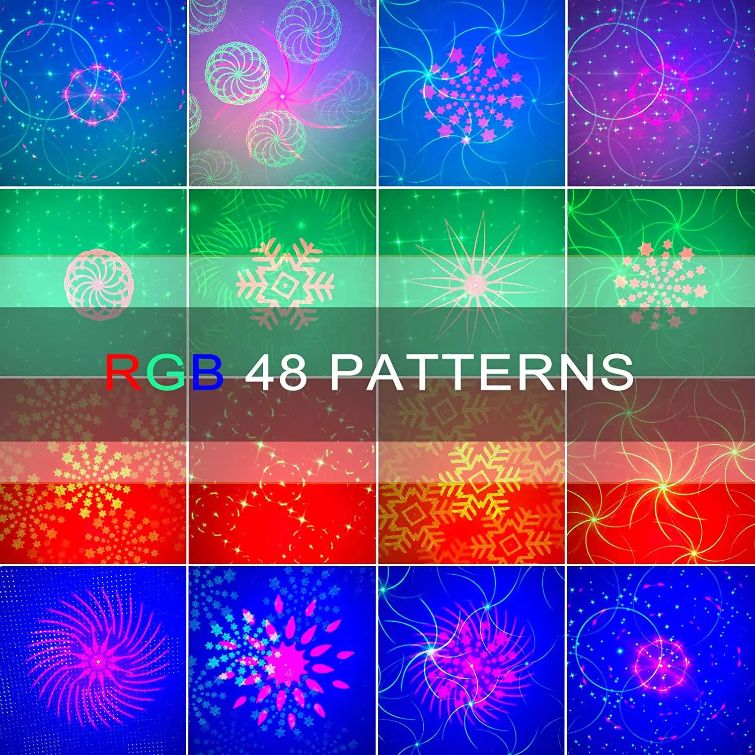 48 Patterns DJ Party Lights With Strobe Disco Lights LED Laser Stage Lights Sound Activated Flash Projector Lamp With Remote