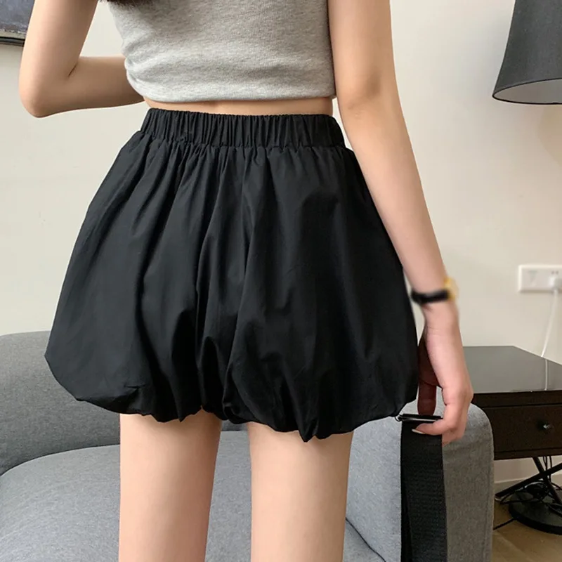 Summer Solid Shorts Elastic Waist High Street Sexy Women Shorts Bottoms Fashion Streetwear Loose Lady Bloomers