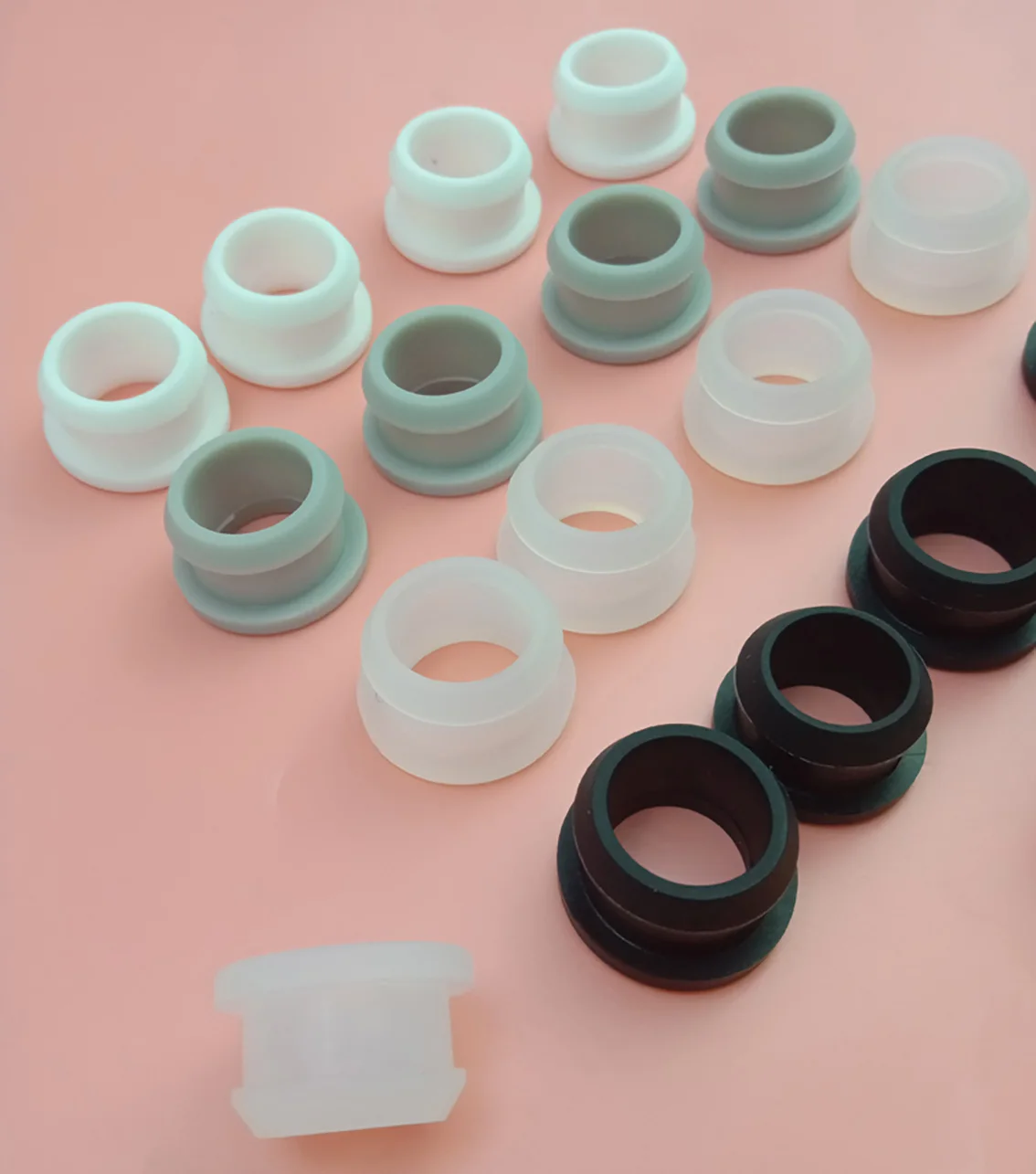 4.5mm-50.6mm Silicone Rubber Snap-on Grommet Hole Plugs End Caps Bung Wire Cable Protect Bush Black/White/Transparent/Gray