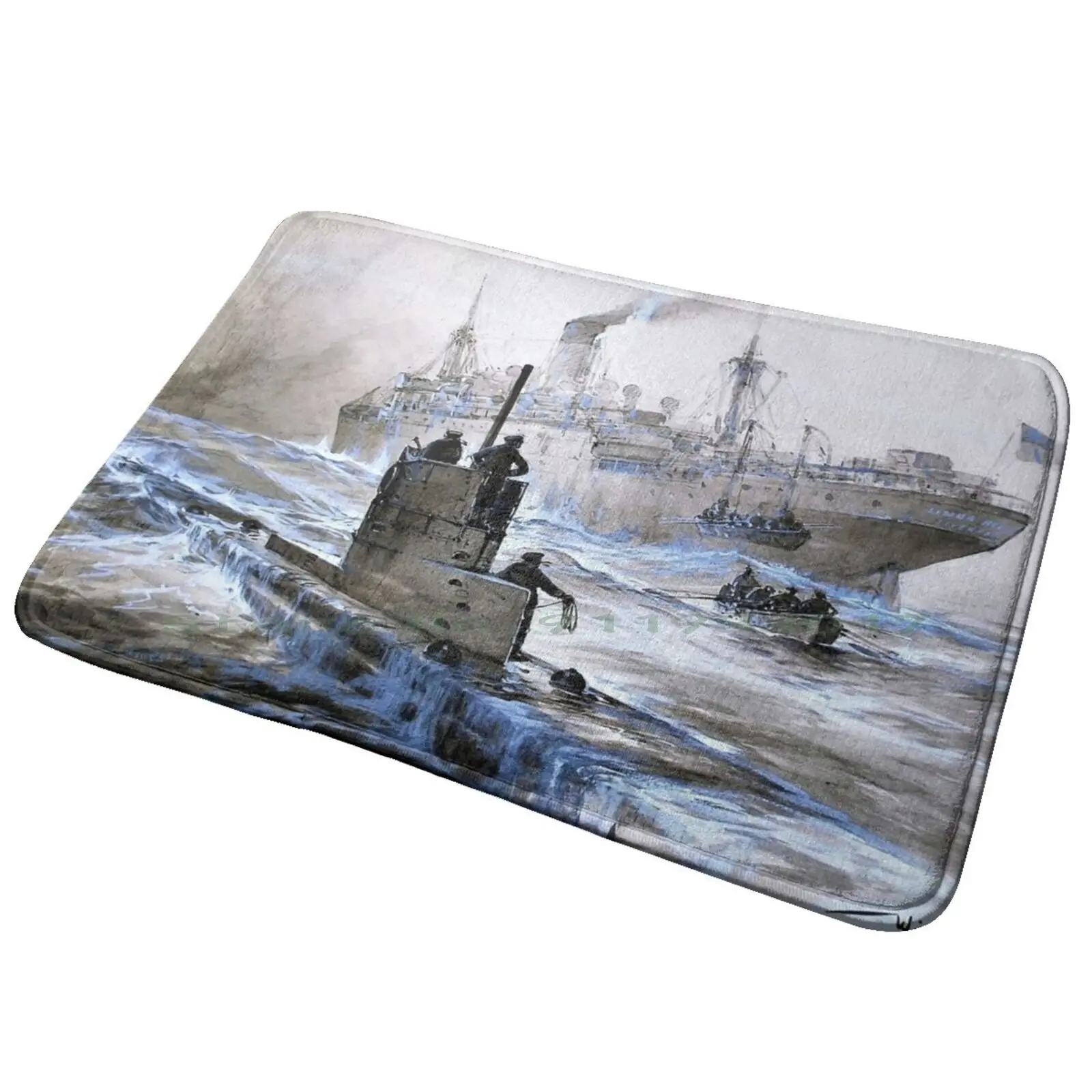 12 000pixel-500dpi-Willy Stower-Sinking Of The Linda Blanche Out Of-Digital Remastered Edition Entrance Door Mat Bath Mat Rug