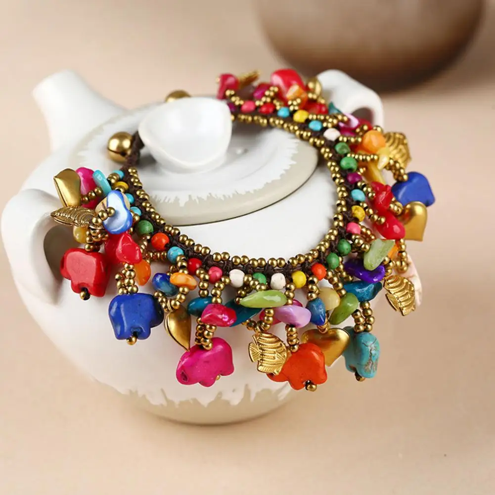 Women Bracelet Colorful Bohemian Style Portable Handmade Delicate Beaded Chain Bracelet for Daily Wear