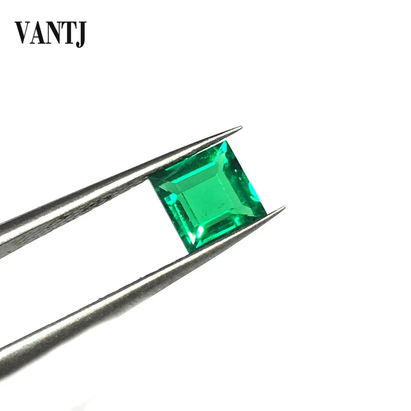 VANTJ Hydrothermal Lab Grown Created Emerald Loose Gemstone Square Cut Diy for Silver Gold Women Jewelry Random Delivery