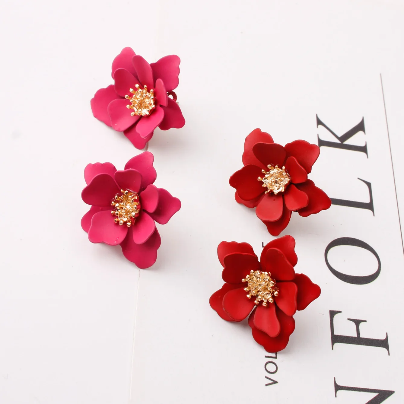 Korean Big Matte Flower Stud Earrings Summer Beach Party Resin Statement Earring Women Boho Fashion Ear Studs Jewelry Girl Gifts