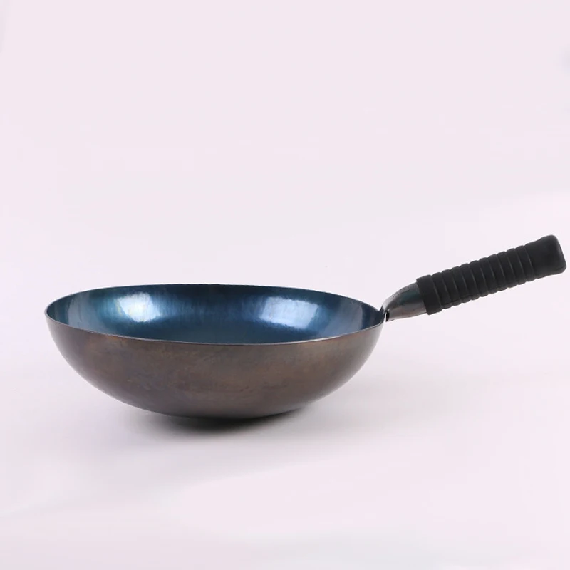 30cm Hand Forged Iron Wok Household Uncoated Cooking Pot Non-stick Thickened Iron Cookware