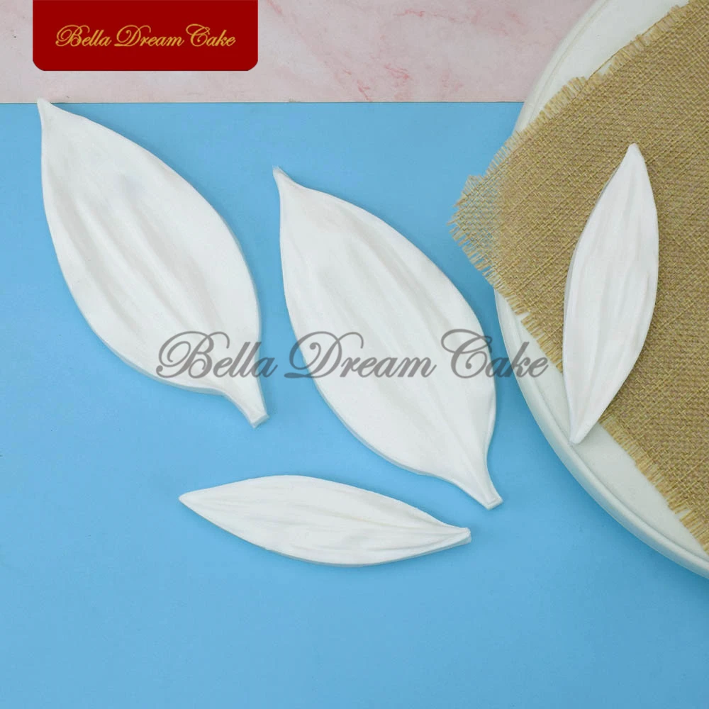 4pcs/set Lily Of The Valley Leaf Silicone Veiner Mold DIY Handmade Fondant Flower Clay Craft Mould Cake Decorating Tool Bakeware