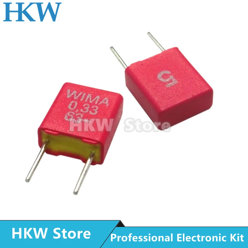 5pcs Original WIMA 0.33UF 63V RED MKS2 5MM Film Capacitor Hi-Fi Audio Capacitors 63V 334 330nF 0.33UF