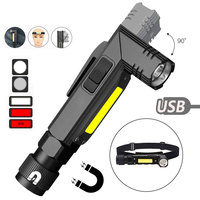 Powerful LED XPG+COB Flashlight 90 Degree Twist Rotary Clip USB Rechargeabl Super Bright Handfree Tactical Flashlight Outdoor