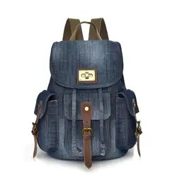 Large Capacity Canvas Backpack Denim School Backpack For Teen Girls Boys Vintage Jeans Satchel For College Student Slim Daypack