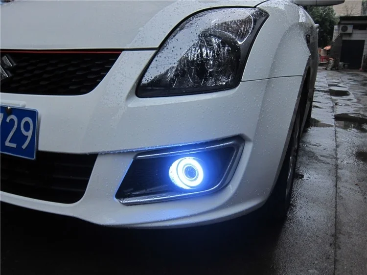 LED DRL daytime running light COB angel eye, projector lens fog lamp with cover for Suzuki Swifts 2013, 2 pcs