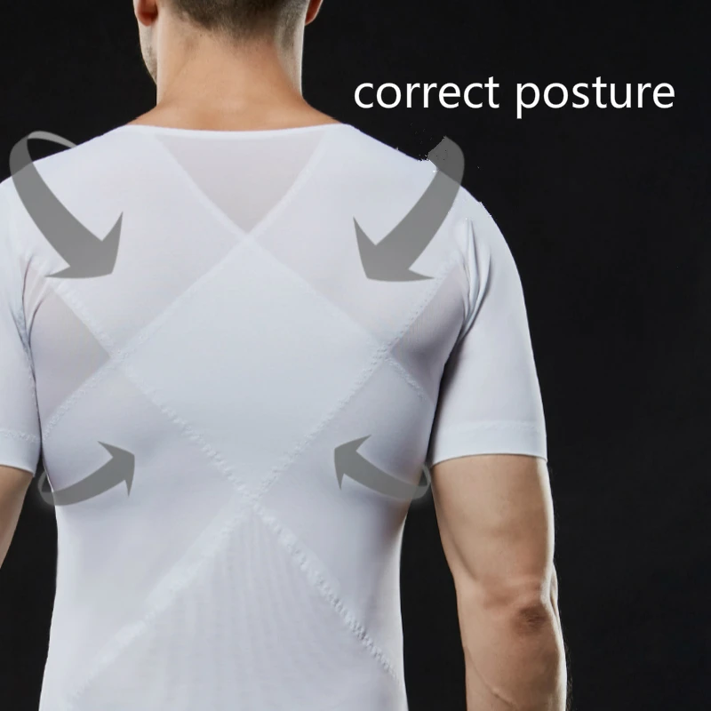 Hommes minceur Shaper Posture hauts mâle ventre Abdomen correcteur Compression musculation poitrine ventre chemise Corset