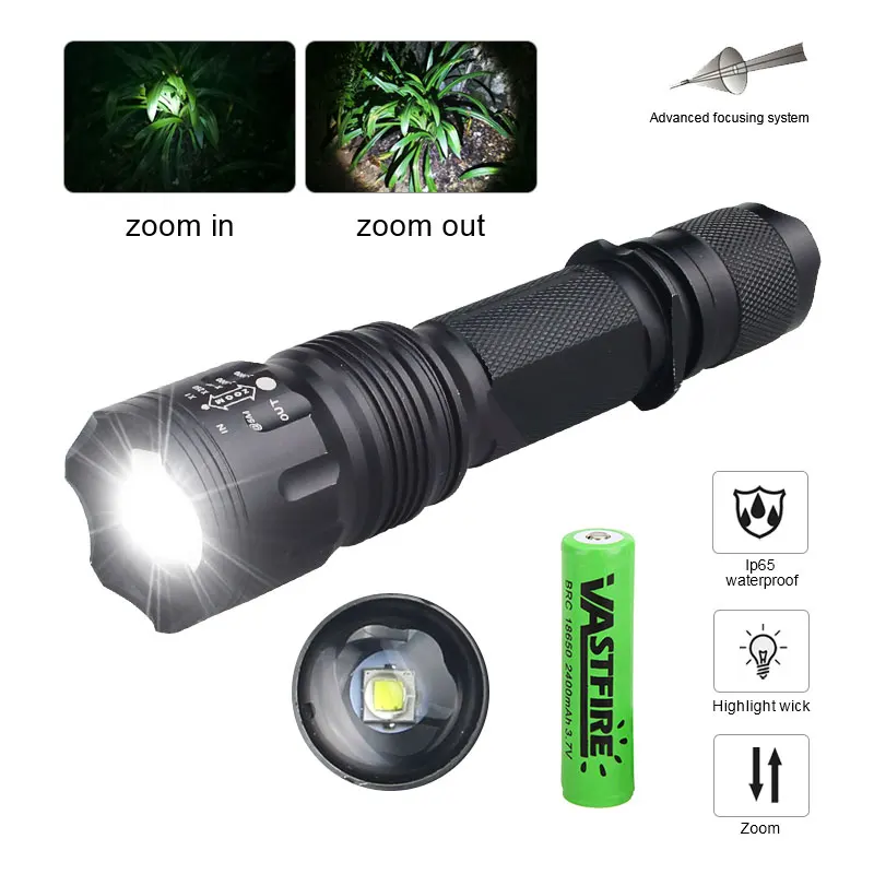 

Outdoor 1300 Lumens LED Flashlight Powerful Zoom 5 Modes Torch IP65 Waterproof Camping Hunting Handheld Lantern Emergency Light