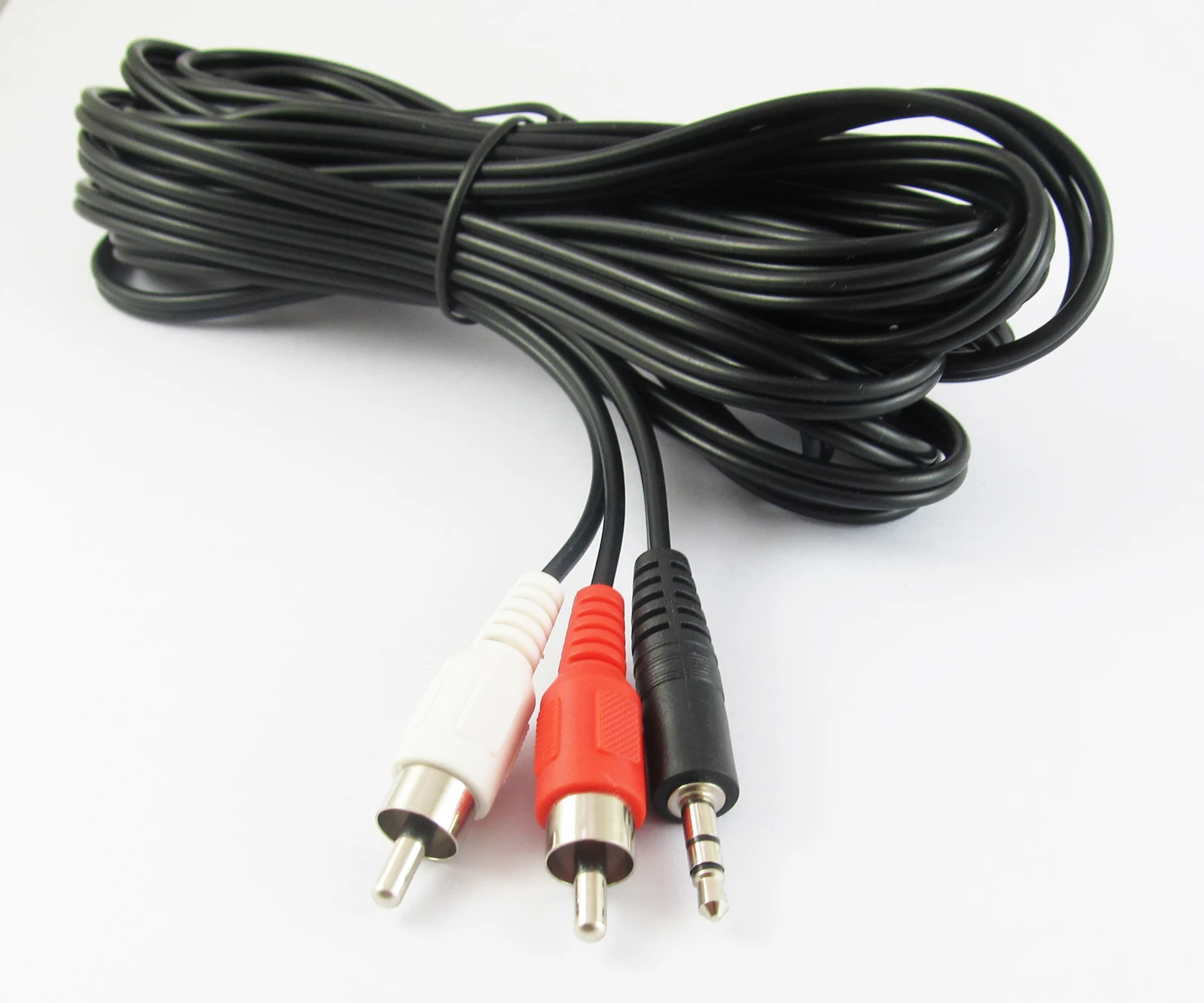 1 set 16FT / 5M Aux 3.5mm Male Stereo Plug to 2 RCA Phono Male Audio Video AV Cable