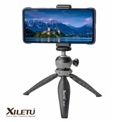 XILETU-Mini Desktop Little Phone Stand, Tabletop Tripé para Vlog Mirrorless Camera, telefone inteligente com cabeça de bola destacável, XS-20