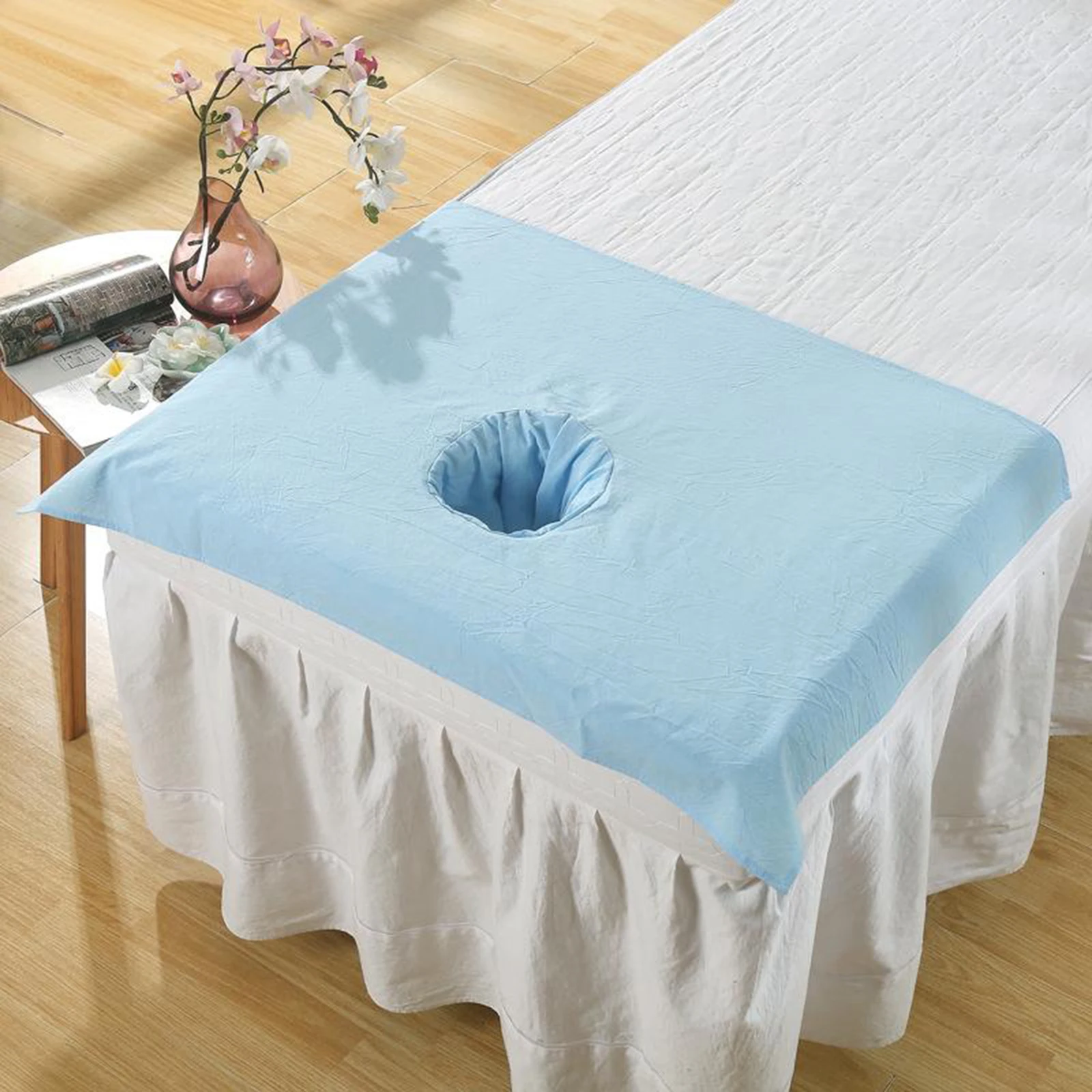 Soft Cotton Beauty Massage SPA Half Treatment Bed Table Cover Hole Towel70 x 50cm Bed Table Cover Sheets with Hole for Salon SPA