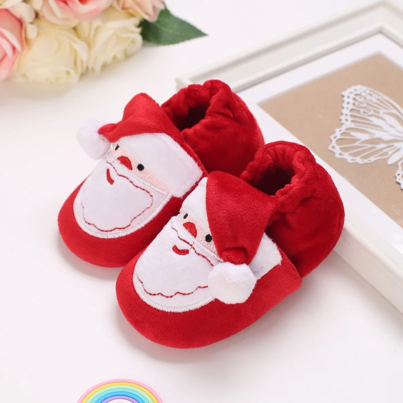 Christmas Warm Soft Shoes Baby Toddler First Walkers Winter Baby Boys Girls Shoes Xmas Cosplay Cute Cartoon Kids Animal Shoes