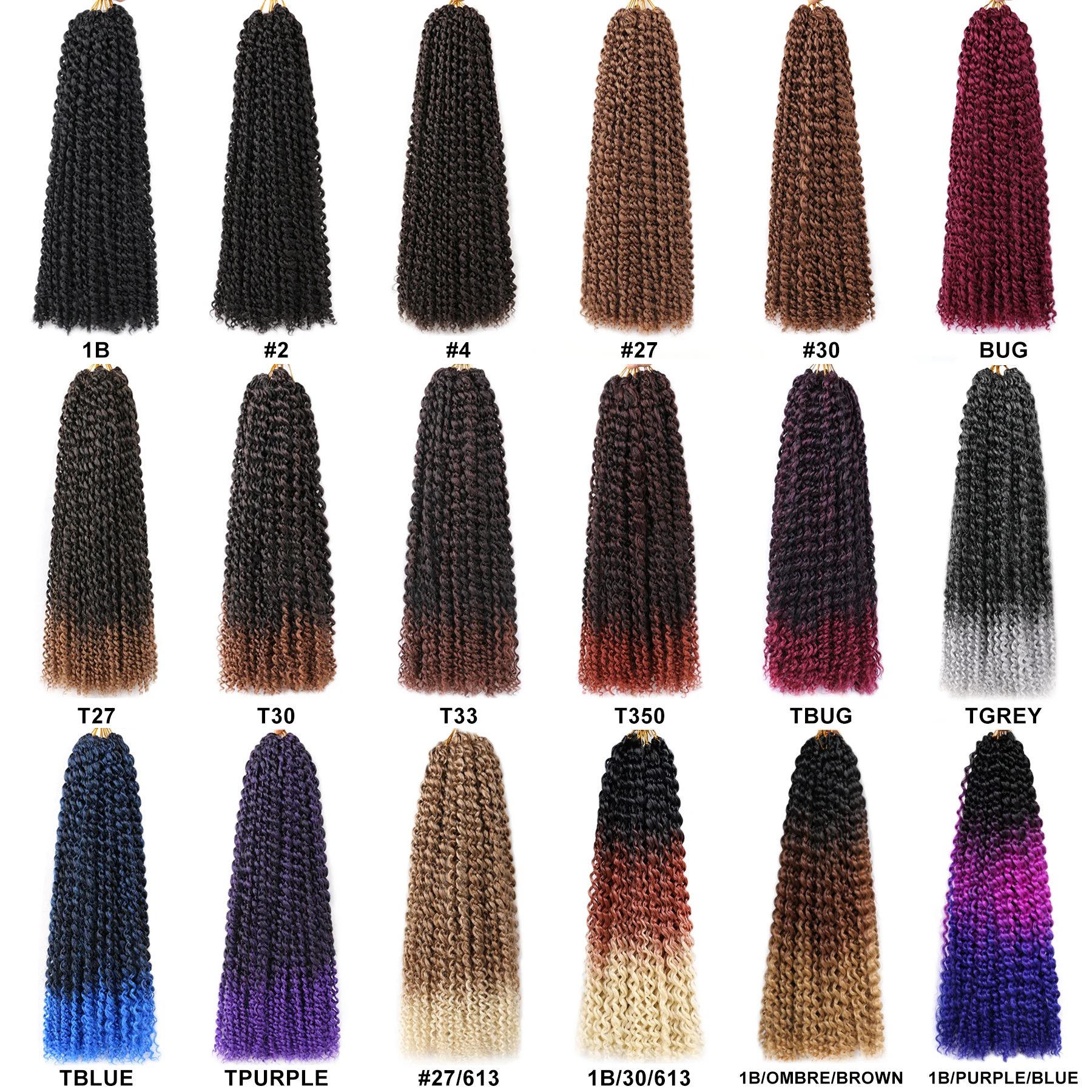 18 20 Inch Passion Twist Crochet Hair Water Wave Crochet Braids Ombre Brown Braiding Bulk Hair Extensions For Butterfly Locs