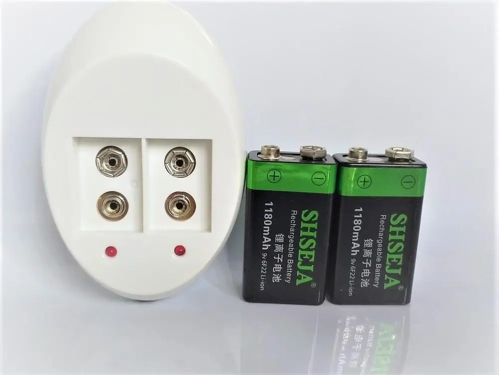 2PCS 9v battery 1180mAh Li-ion 9 V Rechargeable Batteries rechargeable battery+9V charger