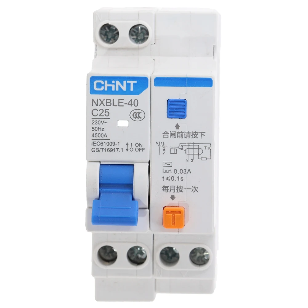 CHNT DZ267LE-32 1P+N DPNL  10A 16A 20A 25A 32A  Residual current Circuit breaker RCBO NXBLE-40