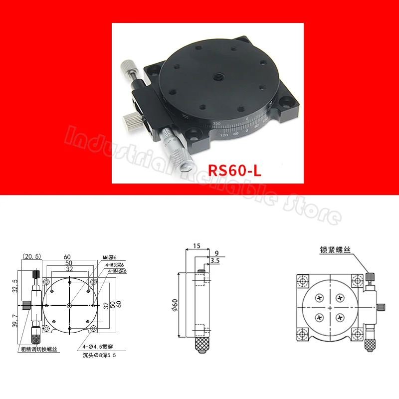 Imagem -06 - Axis 60 mm 90 125 mm Manual de Rotação Plataforma Deslizante Fase Precisão Rolamento Linear Fase Carga Rs60-l Rs90-l Rsp40-l Rsp60-l r