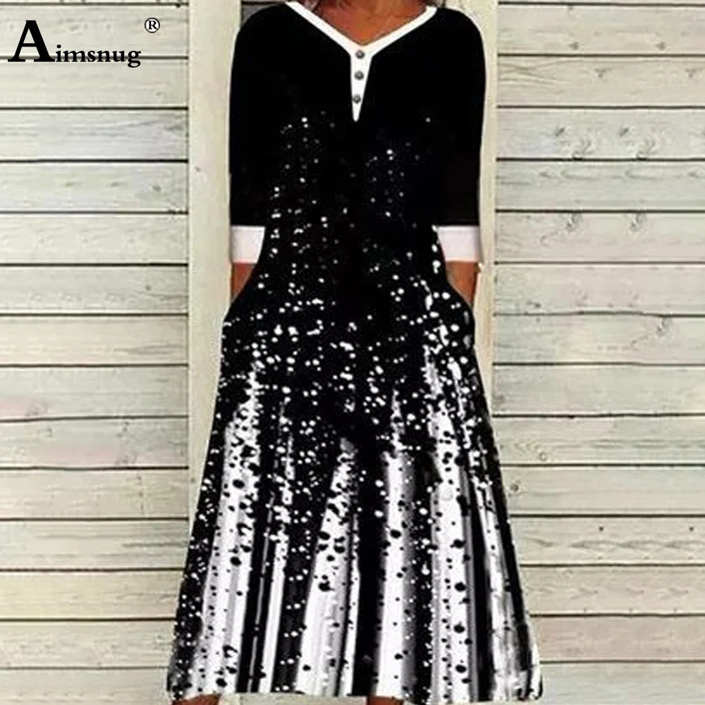 Women Elegant Fashion Mid-Calf Dress 2022 Spring Half Sleeve Button Party Dresses Oversized 5xl Femme Vintage Dots Printed Dress